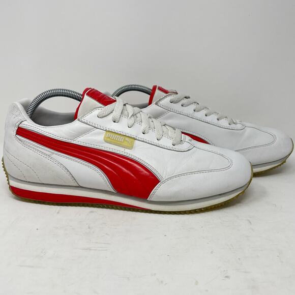 Puma White Red Leather Easy Rider Sneakers Mens Size 8.5 - Picture 6 of 10